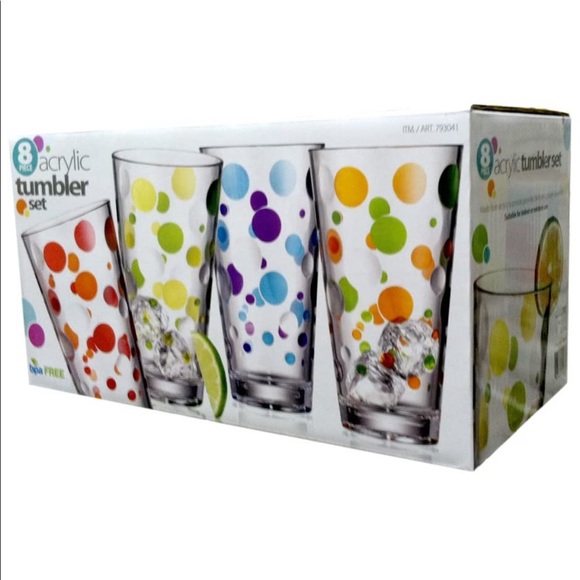 8 piece polka dot acrylic tumbler set - Picture 1 of 11